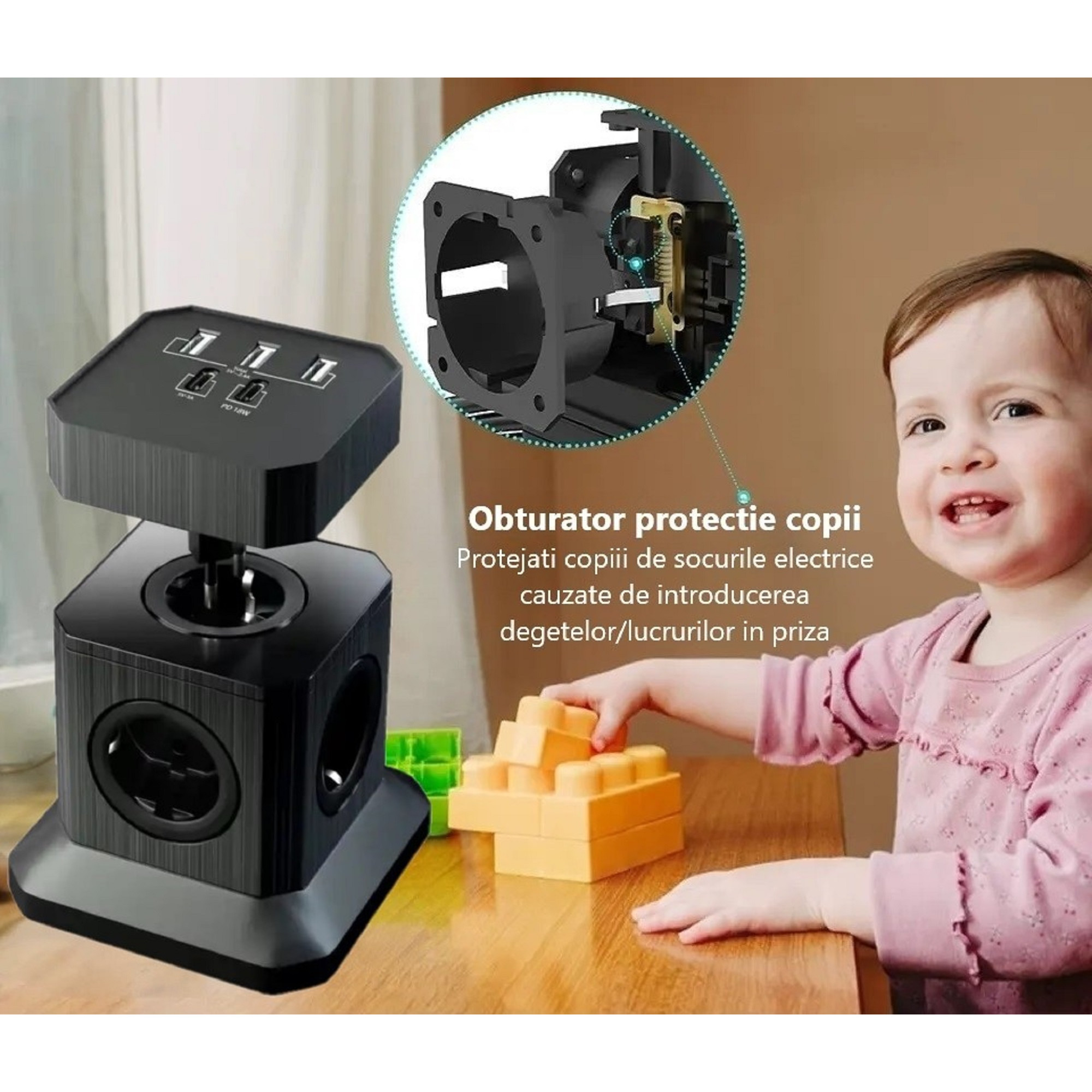 Prelungitor cu protectie pentru copii
